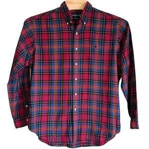 Ralph Lauren Classic Fit Mens XL plaid navy pony plaid button down shirt